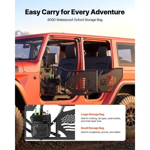 VEVOR Röhrentüren 4-türig, Kompatibel mit Jeep Wrangler JK Unlimited (Bj. 07-18), Offroad-Halbtüren aus Stahl (Vorne & Hinten) mit DOT-zertifizierten Außenspiegeln Aufbewahrungstasche Gummipolstern – Bild 3
