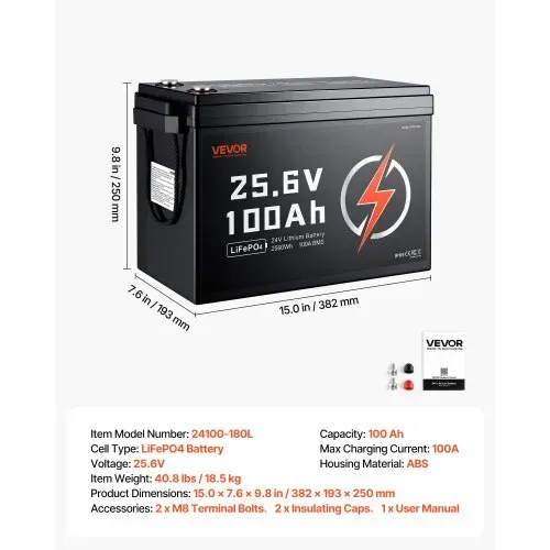VEVOR LiFePO4 Batterie 24 V 100 Ah 100 A Lithiumbatterie für Elektromotoren Wohnmobile Campingwagen Solaranlagen und Elektromotoren, mit Niedertemperaturschutz Tragbarem Design und Leichtbauweise – Bild 5