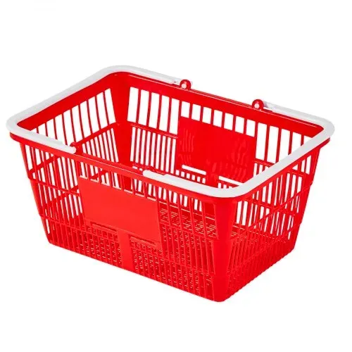 VEVOR Einkaufskorb, 12 Stk., 21 L, PE-Kunststoff-Tragekorb mit Griffen, Universalkorb, hält bis zu 9,07 kg, Picknickkorb für Lebensmittel, Einzelhandel, Geschäfte, Supermärkte, Heimgebrauch, rot – Bild 8