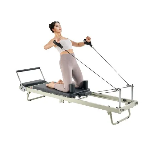 VEVOR faltbarer Pilates Reformer Trainingsgerät für den Einsatz im Heim-Fitnessstudio, Pilates-Bett mit doppeltem Widerstand – Feder & Kordel, für Fortgeschrittene und Anfänger, bis zu 181,44 kg VEVOR faltbarer Pilates Reformer Trainingsgerät für den Einsatz im Heim-Fitnessstudio, Pilates-Bett mit doppeltem Widerstand – Feder & Kordel, für Fortgeschrittene und Anfänger, bis zu 181,44 kg