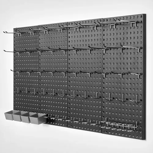 VEVOR Werkzeugwand, 61 x 30 cm, 4er-Set, robuster Stecktafel-Wand-Organizer mit Zubehör, für Wohnzimmer, Garage, Werkzeugaufbewahrung, Büroorganisation, Bastelraum, Küche, Zuhause, schwarz – Bild 9
