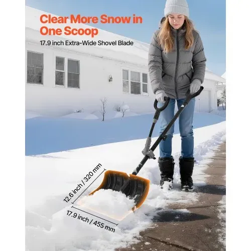 VEVOR Schneeschaufel, 455x320 mm Schneeräumer mit D-förmigen Griffen und Hilfsgriff, Schneeschippe, Schneeschüppe, leichtes Schneeräumwerkzeug für Garten, Auto, Camping im Freien – Bild 3