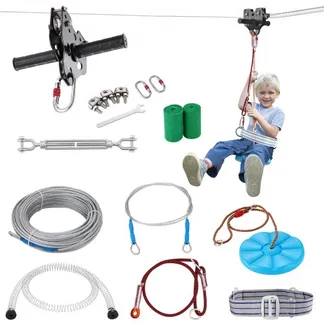 VEVOR Zipline Seilrutsche, 18,3 m Seilbahn Kinder, Zip Line Kit für Kinder und Erwachsene bis 150 kg, Backyard Zip Line Kit mit Verbessertem Federbremssystem, Seilbahn für Garten, Außenbereich usw. VEVOR Zipline Seilrutsche, 18,3 m Seilbahn Kinder, Zip Line Kit für Kinder und Erwachsene bis 150 kg, Backyard Zip Line Kit mit Verbessertem Federbremssystem, Seilbahn für Garten, Außenbereich usw.