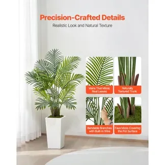 VEVOR Künstliche Areca-Palmen, 1,2 m, 2er-Pack Kunstpalmen, tropische Pflanzen mit weißem Pflanzgefäß, Kunstseidenpflanze im Topf, Kunstbaum für Veranden, Wohnzimmer, Terrassen, Zuhause, Büro VEVOR Künstliche Areca-Palmen, 1,2 m, 2er-Pack Kunstpalmen, tropische Pflanzen mit weißem Pflanzgefäß, Kunstseidenpflanze im Topf, Kunstbaum für Veranden, Wohnzimmer, Terrassen, Zuhause, Büro