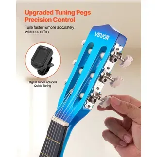 VEVOR Konzertgitarre, 780 mm, Holz-Klassikgitarren-Starter-Set für Anfänger, mit Nylonsaiten, Gigbag, Gurt, Stimmgerät, zusätzlichen Saiten, Plektren, Kapodaster, Linde, für Einsteiger, Blau VEVOR Konzertgitarre, 780 mm, Holz-Klassikgitarren-Starter-Set für Anfänger, mit Nylonsaiten, Gigbag, Gurt, Stimmgerät, zusätzlichen Saiten, Plektren, Kapodaster, Linde, für Einsteiger, Blau