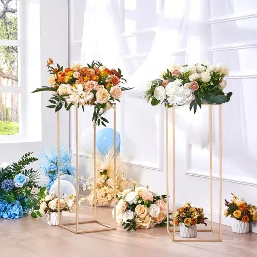 VEVOR 10er-Set Blumenhocker Eckig 28x28x80cm Blumenständer Eisen Beistelltisch Modern Blumensäule Gold-Galvanisierung Pflanzenhocker Pflanzenständer Metallständer für Dekoration von Bars Hotels Cafés – Bild 7