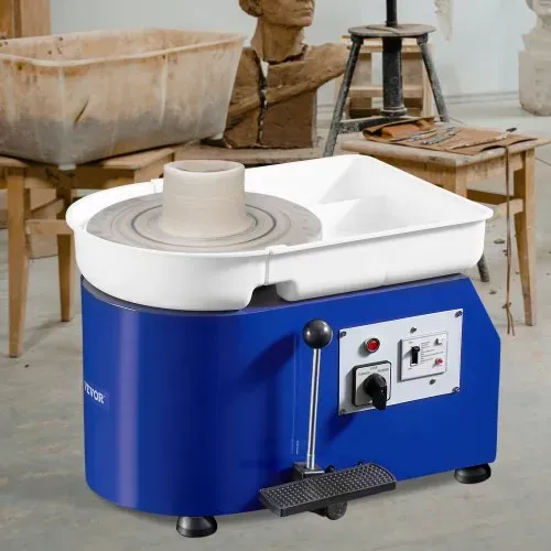 VEVOR Töpferscheibe, 350 W, Tonmaschine 280 mm Drehteller, Drehzahlregelung 60–300 U/min, Hand- & Fußsteuerung, Abnehmbares ABS-Becken, Keramik Clay Maschine für Erwachsene & Anfänger, Blau – Bild 7