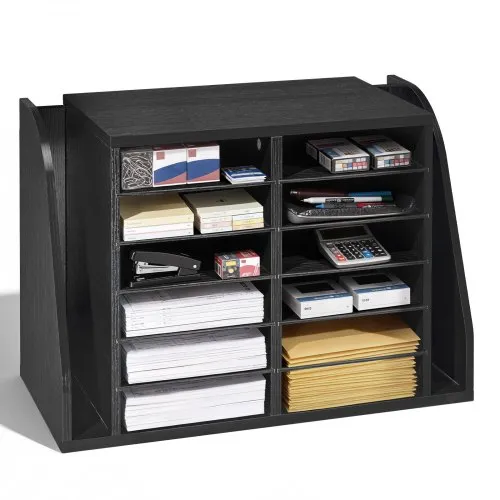 VEVOR Briefablage mit 12 Fächern & Stehsammle, Dokumentenablage aus Spanplatten, Aktenhalter für Büro Klassenzimmer, Literaturorganizer für Akten Dokumenten Papier, Schreibtisch Organizer Schwarz VEVOR Briefablage mit 12 Fächern & Stehsammle, Dokumentenablage aus Spanplatten, Aktenhalter für Büro Klassenzimmer, Literaturorganizer für Akten Dokumenten Papier, Schreibtisch Organizer Schwarz