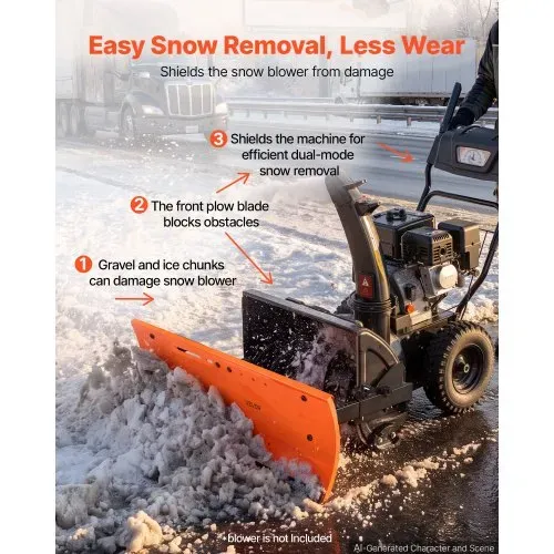 VEVOR Schneeschild 559-813mm Breitenverstellbarer Schneepflugaufsatz Orange, für Meisten Schneefräsen Geeignet, Zweibetriebsmodus, Abnehmbares, Kohlenstoffstahl-Räumschild, Effiziente Schneeräumung – Bild 3