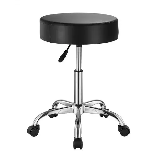 VEVOR Sattelhocker Rollhocker 204 kg belastbarer höhenverstellbarer (55-71 cm) Drehhocker Arbeitshocker PU-Leder-Drehsattelstuhl für Salon Spa Massage Klinik Schwarz – Bild 8