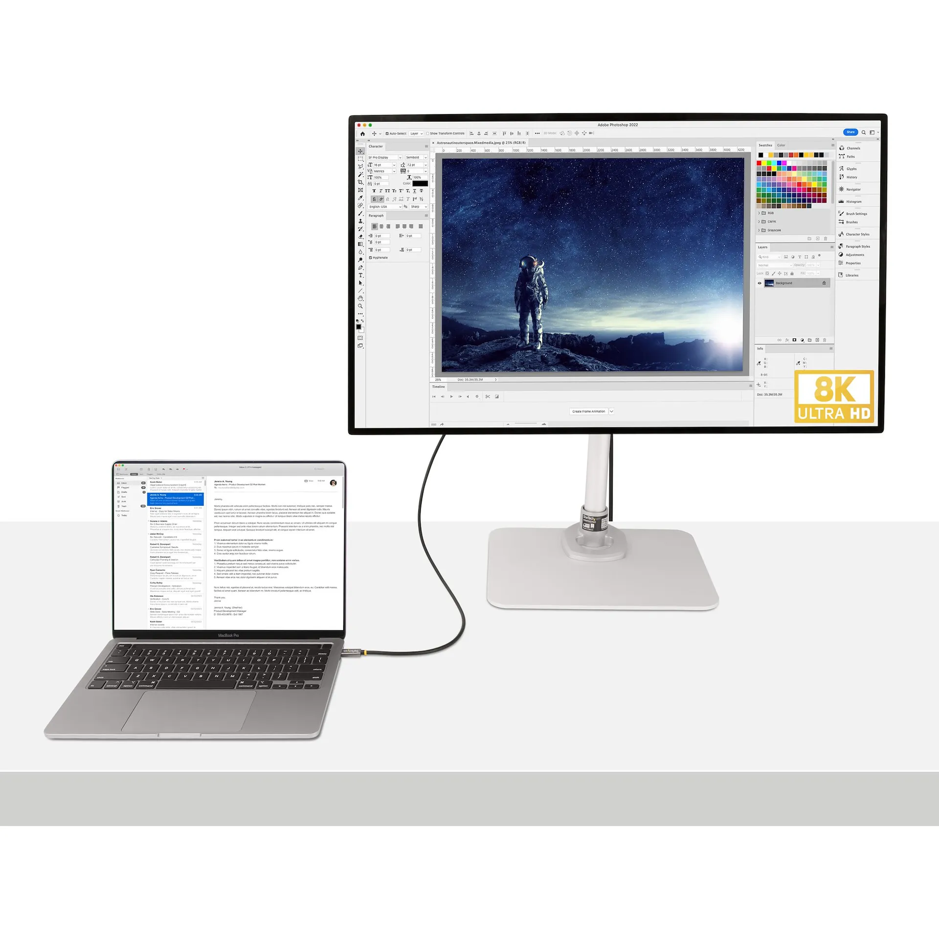 StarTech.com 1m USB4 Kabel 40Gbps, 100W (5A) Power Delivery, 8K 120Hz/4K 240Hz DP Alt Mode, USB-IF zertifiziertes USB-C Daten/Monitorkabel, Thunderbolt Kompatibel – Bild 7