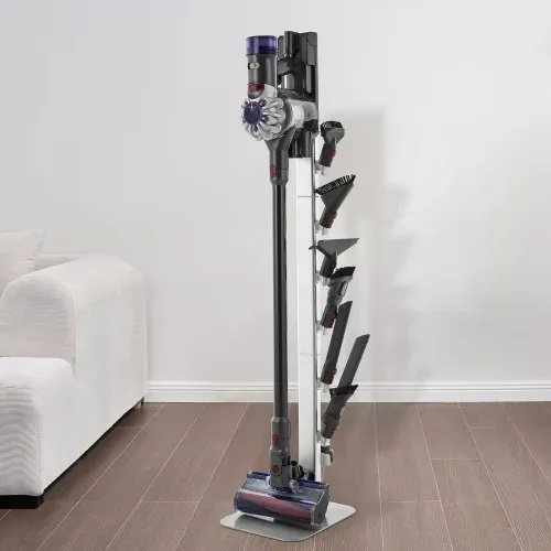 VEVOR Staubsaugerständer 126 cm, kompatibel mit Dyson G5 V15 V12 V11 V10 V8 V7 V6 Serie Standstaubsaugern & Zubehör, Bodenständer, Halterung mit 6 Haken & rutschfesten Fußpolstern, Silber – Bild 7