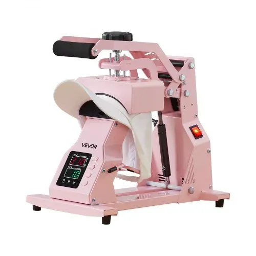 VEVOR Hutpresse mit 2 austauschbaren Platten (160 x 65 mm / 160 x 80 mm), Hut-Hitzepresse mit präziser Temperatur- und Zeitregelung, Mützenpresse Heat Press für Stirnbänder Gesichtsmasken Rosa – Bild 9