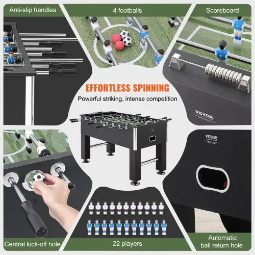 VEVOR Kickertisch, 140 cm Kickertisch in Standardgröße, Indoor-Kickertisch in Voller Größe für Zuhause, Familie und Spielzimmer, Fußball mit Kickertisch-Set, inklusive 4 Bällen und 4 Getränkehaltern – Bild 2