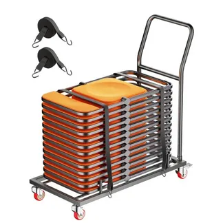 VEVOR Klappstuhlständer, 136 kg Tragkraft, L-förmiger horizontaler Stuhlwagen für 25 Stühle, robuster Stuhl-Aufbewahrungswagen aus Metall mit Gummirädern und -haltern, großer Stuhlhalter, Mattschwarz VEVOR Klappstuhlständer, 136 kg Tragkraft, L-förmiger horizontaler Stuhlwagen für 25 Stühle, robuster Stuhl-Aufbewahrungswagen aus Metall mit Gummirädern und -haltern, großer Stuhlhalter, Mattschwarz