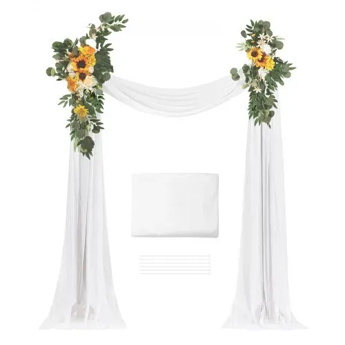 VEVOR Blumen für Hochzeit Bogen, gelbe Blumen für Traubogen mit Vorhängen (3er-Set) – 2 Blumenarrangements, 1 transparente Vorhänge, für Zeremoniensträuße, Empfangshintergrunddekoration – Bild 8