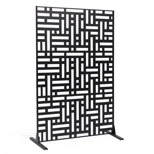 VEVOR Paravent, 120x50,8x193 cm, Sichtschutz für den Außenbereich, freistehende Trennwand mit Ständer, dekorativer Raumteiler aus Stahl für Balkon, Terrasse, Innenbereich, Whirlpool, Schwarz – Bild 9