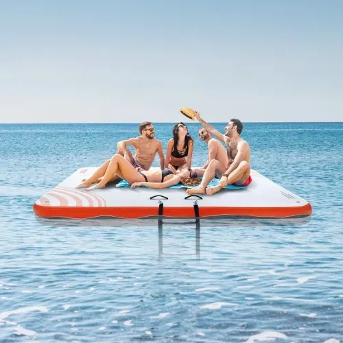 VEVOR Aufblasbares Schwimmdock, 2,13 x 2,13 m, aufblasbare Dockplattform, rutschfeste Wasser-Schwimmdockmatte mit tragbarer Tragetasche und abnehmbarer Leiter, Schwimmplattform-Inselfloß für Pool – Bild 7