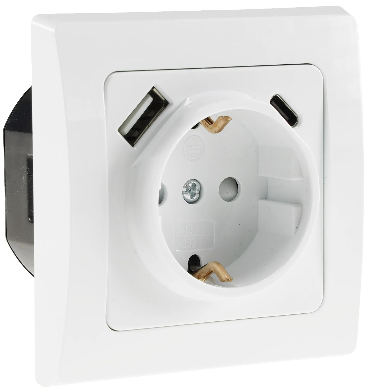 DELPHI Schutzkontakt-Steckdose, weiß 230V~/ 16A, Unterputz, USB-C / PD DELPHI Schutzkontakt-Steckdose, weiß 230V~/ 16A, Unterputz, USB-C / PD