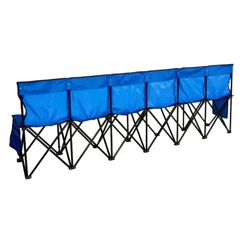 VEVOR tragbare Mannschaftsbank Sitzbank Campingbank (4 Personen) mit Seitentaschen & Tragetasche, Klappbank mit Rückenlehne, Seitenbank Seitensitzbank für Fußball Baseball Outdoor Blau – Bild 9