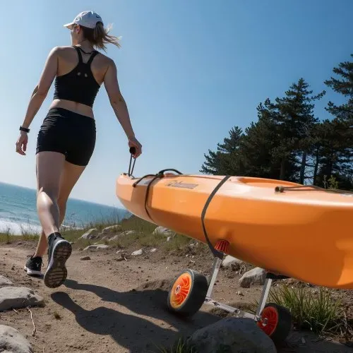 VEVOR Kajakwagen, 113 kg, Kanuwagen mit 19,1 cm Vollgummireifen & 4 m Spanngurt, Bootswagen zum Transportieren von Kajaks, Kanus, Paddleboards, Jon-Booten, Wassersportgeräte, 560x190x485 mm – Bild 7
