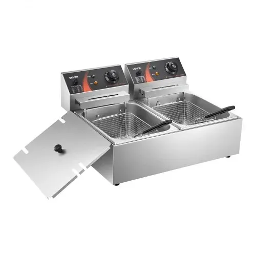 VEVOR wunicorn Fritteuse 295 x 235 x 150 mm Commercial Elektro-Fritteuse Tief, Doppel-Kaltzonen-Fritteuse YB-82 Fritteuse Maschine Silbrig - 6 L + 6 L 5000W 220V für Schnellrestaurants Snackbars 10 kg – Bild 10