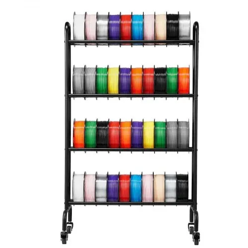 VEVOR Filament Lagerregal, 4 Ebenen, 750 x 455 x 1230 mm, Filamentspulenhalter, Metallregal mit Rädern, 3D-Druckerzubehör Organizer für 3D-Druckstudio, Büro, Werkstatt, Garage, Schwarz – Bild 8