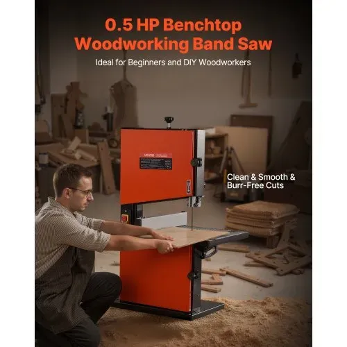 VEVOR Bandsäge, 229 mm, Holzbandsäge mit 373-W-Motor (1/2 PS), 90 mm Schnitthöhe, 300×300 mm Alu-Gusstisch, mit 360°-Arbeitsleuchte, Gehrungsanschlag, Parallelanschlag, für die Holzbearbeitung VEVOR Bandsäge, 229 mm, Holzbandsäge mit 373-W-Motor (1/2 PS), 90 mm Schnitthöhe, 300×300 mm Alu-Gusstisch, mit 360°-Arbeitsleuchte, Gehrungsanschlag, Parallelanschlag, für die Holzbearbeitung