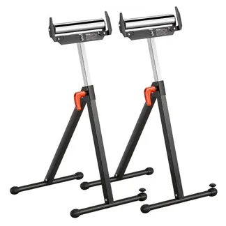 VEVOR 2er-Set Rollenständer, 113kg Tragkraft, höhenverstellbar 68-109cm, klappbarer Arbeitsbock mit Rollenkopf und Kantenführungen aus poliertem Stahl, für Tischkreissägen-Auslauf, Verlängerungsstütze VEVOR 2er-Set Rollenständer, 113kg Tragkraft, höhenverstellbar 68-109cm, klappbarer Arbeitsbock mit Rollenkopf und Kantenführungen aus poliertem Stahl, für Tischkreissägen-Auslauf, Verlängerungsstütze