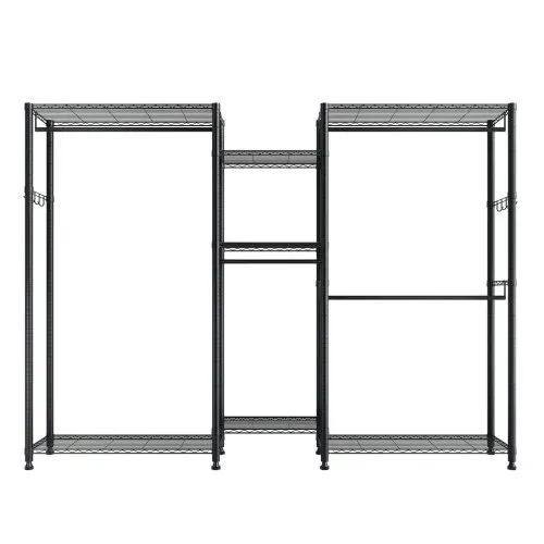 VEVOR Kleiderständer Garderobenständer (verstellbar) mit 4 Kleiderstangen & 385,5 kg Tragkraft & 7 Regalen & 8 Haken, offener Kleiderschrank für Schlafzimmer Bekleidungsgeschäft Garderobe Flur – Bild 10
