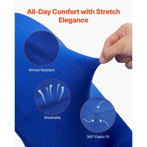 VEVOR Stuhlhussen Stuhlbezug Stretch 50 Stk. waschbarer & abnehmbarer Stuhlüberzug aus Polyester-Spandex für Hochzeitsfeiern Esszimmerbankette, passend für Klappstühle (45 x 46 x 77 cm) Blau – Bild 2