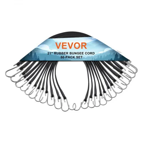 VEVOR 50-teiliges flaches Spannseil, 19,8 mm robuste Spanngurte mit S-Haken aus Stahl, 53,3 cm elastisches Spannseil für Fracht, Planen, LKWs und Zelte, schwarz VEVOR 50-teiliges flaches Spannseil, 19,8 mm robuste Spanngurte mit S-Haken aus Stahl, 53,3 cm elastisches Spannseil für Fracht, Planen, LKWs und Zelte, schwarz