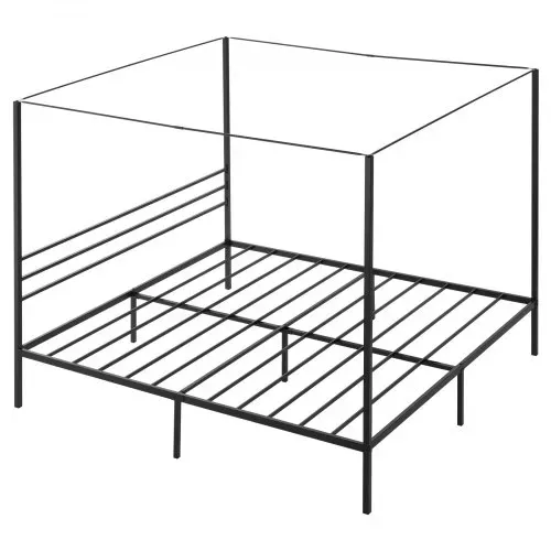 VEVOR Himmelbettrahmen (Kingsize), Metallhimmelbett (363 kg belastbar) mit Himmelbett-Design, robuste Stahllattenstütze, Stauraum unter dem Bett, kein Boxspring erforderlich, Netzrahmen Schwarz – Bild 9