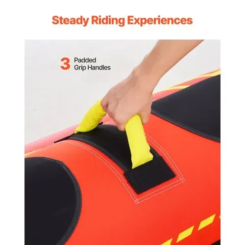 VEVOR Fun Tube Set, Aufblasbare Schleppboote für 1–3 Personen, 231 kg Wassersport-Schleppschlauch mit vollständiger Nylonhülle, gepolsterten Griffen und Geschwindigkeits-Sicherheitsventil – Bild 4