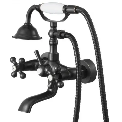 VEVOR Badewannenarmatur Klauenfuß zur Wandmontage mit Handbrause, Vintage Badewannenarmatur mit verstellbaren Schwenkarmen & 360°-Drehauslauf, Wasserhahn Duschset Wannenfüll-Set Ölgeriebene Bronze – Bild 8