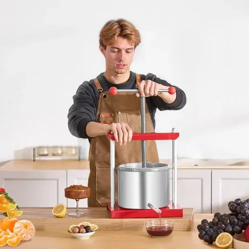 VEVOR Obstweinpresse Obstmühle Apfelmühle (6 L) mit 2 Edelstahlfässer, manueller Entsafter, Apfelweinpresse Apfelpresse Traubenpresse Olivenölpresse Saftpresse mit T-Griff für Küche Zuhause – Bild 7