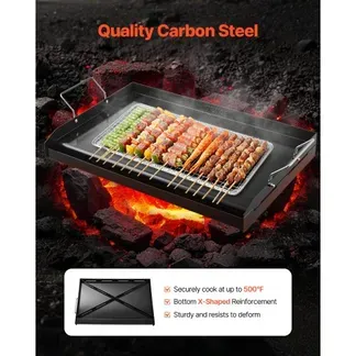 VEVOR Grillplatte Grillpfanne Karbonstahl universelle rechteckige Platte (605 x 360 mm) mit flacher Oberseite, Gasgrill-Grillplatte für BBQ-Grill Teppanyaki, tragbares Familienkochgeschirr mit Griff VEVOR Grillplatte Grillpfanne Karbonstahl universelle rechteckige Platte (605 x 360 mm) mit flacher Oberseite, Gasgrill-Grillplatte für BBQ-Grill Teppanyaki, tragbares Familienkochgeschirr mit Griff