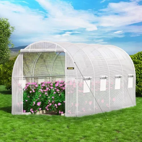 VEVOR Gewächshaus 4,6x2,1x2,1m Frühbeet Foliengewächshaus Verzinkter Stahlrahmen und PE Abdeckung Treibhaus Wasserdicht und UV-beständig Tomatengewächshaus Ideal für Anbau von Gemüse Blumen – Bild 7