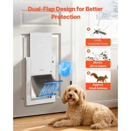 VEVOR Hundeklappe (Mittelgroß) mit 3 Magnetklappen & Metallrahmen, Wetterfeste Katzenklappe für Innen- und Außentüren, Katzentür Hundetür Haustierklappe Weiß 20,96 x 31,12 cm (Breite x Höhe) – Bild 2