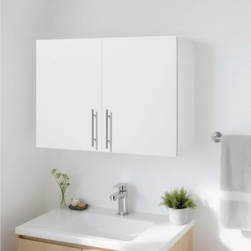 VEVOR Wandschrank für Waschküche, 2-stöckiger Wandhängeschrank mit verstellbarer Ablage, Küchenschrank mit 2 Türen, für Küche Bad Wäscherei, 40,6 x 81,3 x 61 cm (T x B x H), Oberschrank Weiß – Bild 7