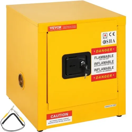 VEVOR Gefahrstoffschrank Gelb, 1 Tür verschließbar, Umweltschrank aus kaltgewalzter Stahl, Gefahrstoffschrank Pflanzenschutzschrank Chemikalienschrank zur Aufbewahrung Lagerung, 43 x 43 x 46 cm – Bild 8