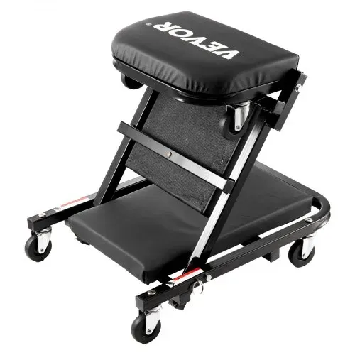 VEVOR Werkstatt Rollbrett Montagerollbrett Werkstatthocker 2 in 1 Montageliege 1016 mm lang, rollender zusammenklappbarer Mechanikerrollstuhl mit 6 Universalrädern gepolstertem Sitz, für die Garage – Bild 10