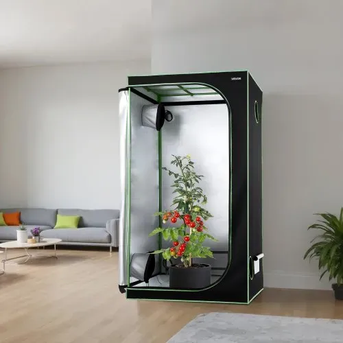 VEVOR Growzelt, 100x100x200 cm, Growbox 600D hochreflektierendes Mylar, Indoor-Pflanzenzelt mit Beobachtungsfenster, Bodenwanne & Reißverschluss, Gewächshaus Zuchtzelte für Obst, Blumen & Gemüse – Bild 7