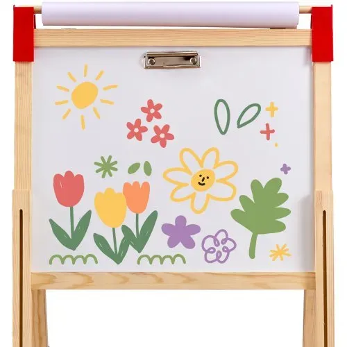 VEVOR Kunststaffelei für Kinder, 3-in-1-Kunststaffelei aus Holz, mit magnetischem Whiteboard, Kreidetafel und Papierrolle, verstellbares stehendes Zeichenbrett mit Malzubehör für Kinder ab 3 Jahren – Bild 10