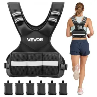 VEVOR Gewichtsweste Verstellbar mit 6 Gewichtsbeuteln à 1 lbs für Individuelles Training, X-förmige Fitnessweste mit Reflektorstreifen und Schnallenriemen für Krafttraining Laufen und Joggen Schwarz VEVOR Gewichtsweste Verstellbar mit 6 Gewichtsbeuteln à 1 lbs für Individuelles Training, X-förmige Fitnessweste mit Reflektorstreifen und Schnallenriemen für Krafttraining Laufen und Joggen Schwarz