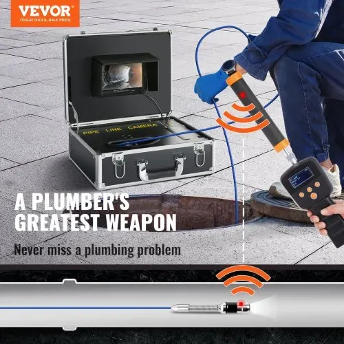 VEVOR Kanalkamera mit 512-Hz-Ortung, 40 m, 17,8 cm Rohrinspektionskamera mit DVR-Funktion, IP68-Kamera mit 12 einstellbaren LEDs, einer 16-GB-SD-Karte für Abwasserleitungen, Haus, Kanalabflussrohre VEVOR Kanalkamera mit 512-Hz-Ortung, 40 m, 17,8 cm Rohrinspektionskamera mit DVR-Funktion, IP68-Kamera mit 12 einstellbaren LEDs, einer 16-GB-SD-Karte für Abwasserleitungen, Haus, Kanalabflussrohre