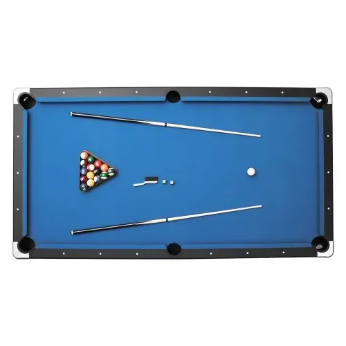 VEVOR Billardtisch 244 cm mit Holzoberfläche, moderner Spieltisch mit verstellbaren Füßen, komplettes Set inkl. Bällen/Queues/Ständer/Kreide/Bürste, für Spielzimmer Freizeiträume Blau – Bild 8