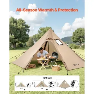 VEVOR Tipi Zelt für 2 Personen, tragbares Winterzelt mit Ofenanschluss, Campingzelte, leichte 4-Jahreszeiten-Schutzzelte, Firstzelt, zum Wandern, Angeln und Rucksackreisen, Größe S VEVOR Tipi Zelt für 2 Personen, tragbares Winterzelt mit Ofenanschluss, Campingzelte, leichte 4-Jahreszeiten-Schutzzelte, Firstzelt, zum Wandern, Angeln und Rucksackreisen, Größe S
