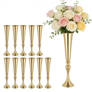 VEVOR 12 Stk. Hochzeitsvasen Tafelaufsatz Blumenvasen für Hochzeit 55 cm Hoch, Metall Tafelaufsatz Vasen mit Blumenständern, Trompete Vase Tischdeko für Hochzeiten Party Jubiläumsfeier Zeremonie, Gold VEVOR 12 Stk. Hochzeitsvasen Tafelaufsatz Blumenvasen für Hochzeit 55 cm Hoch, Metall Tafelaufsatz Vasen mit Blumenständern, Trompete Vase Tischdeko für Hochzeiten Party Jubiläumsfeier Zeremonie, Gold
