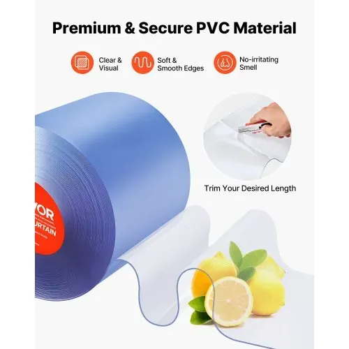 VEVOR PVC-Streifenvorhang, 30,8 m Länge x 0,3 m Breite, Lamellenvorhang, Meterware, -55,6 °C bis 30 °C Vorhangstreifen für Türen von Supermärkten, Garagen und Lagerhallen, Transparent – Bild 4